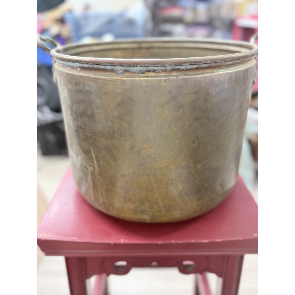 Vintage‎ Copper Jardinniere 14in Round Pot For Planter